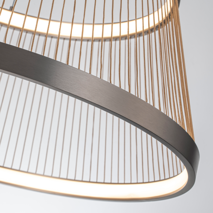 Pendente Nordecor Beys 70 watts 3000K Cinza e Dourado Ø800mm 2942