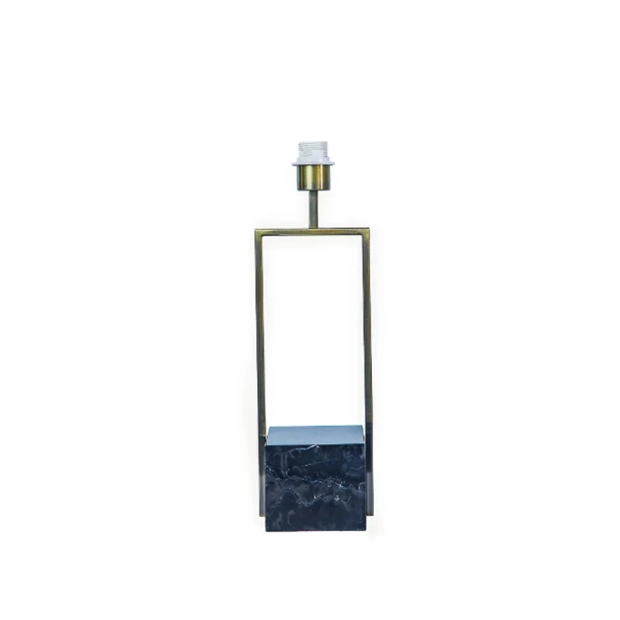 Base p/ Abajur Bella Quadratto Metal Bronze e Mármore Preto 1L E27 130x150x500mm GL020G (Sem Cúpula)