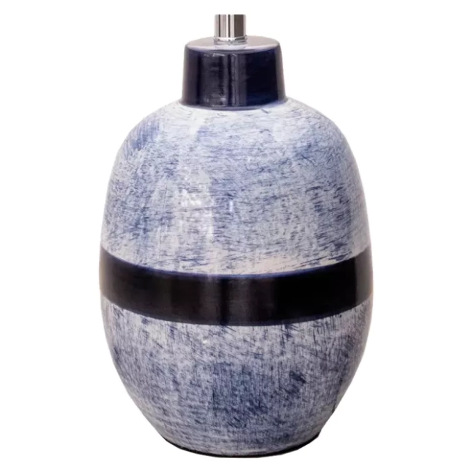 Base p/ Abajur Bella Metal Cromado e Cerâmica Azul Ø240x440mm HR001 (Sem Cúpula)