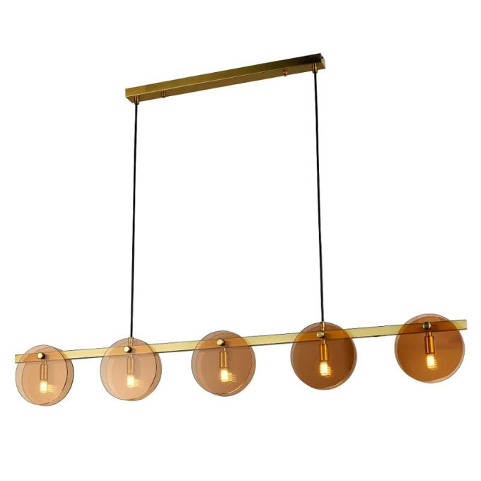 Pendente Bella Maasai Metal Bronze e Vidro Marrom 5L G9 Ø160x1200x80mm Bivolt MAA1PD01BO120