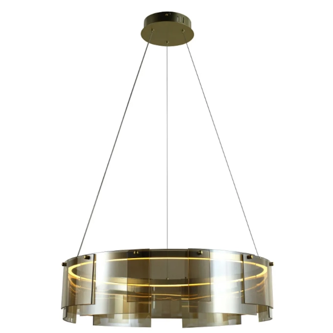 Pendente Bella Gonna Metal Dourado e Vidro Champagne 36 watts 3000K Ø800x150mm GON1PD01DR080