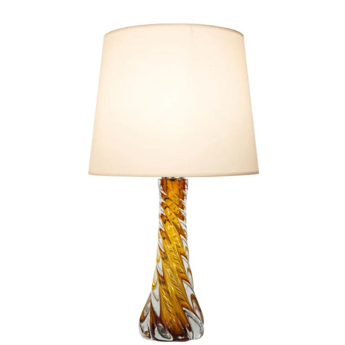Base p/ Abajur Bella Murano Metal Cromado e Vidro Âmbar 1L E27 Ø110x350mm GL025A (Sem Cúpula)