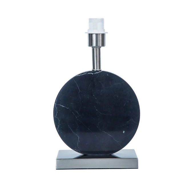 Base p/ Abajur Bella Biagio Metal Niquelado e Mármore Preto 1L E27 Ø220x370mm GL016BN (Sem Cúpula)