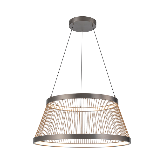Pendente Nordecor Beys 70 watts 3000K Cinza e Dourado Ø800mm 2942