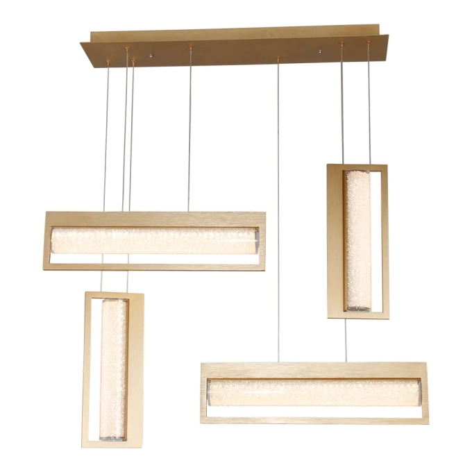Pendente Bella Glitter Metal Dourado e Vidro Transparente 40 watts 3000K 850x160x710mm HC009L