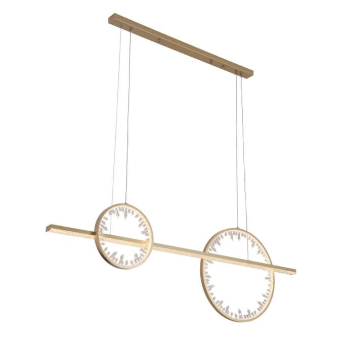 Pendente Bella Milenium Metal Dourado e Cristal 54 watts 3000K 1200mm OC026