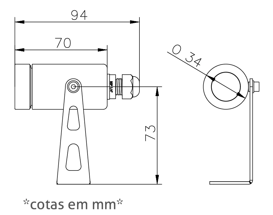 Projetor Powerlume Subaquático 3 watts IP68 12V Inox e Acrílico Bivolt Ø34x94x73mm PSA3W