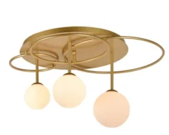 Plafon Bella Lindo Metal e Vidro Dourado e Branco 3L G9 Ø600x320mm TR006