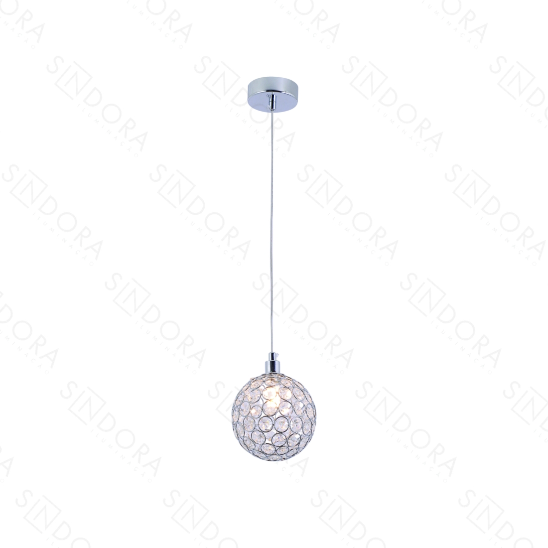 Pendente Sindora Metal Cromado e Cristal 1L G9 120mm QD05158