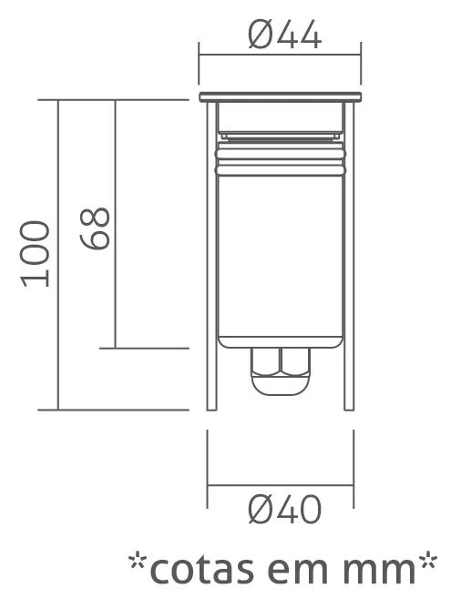 Embutido de Solo Powerlume 3 watts IP67 Alumínio e Difusor Acrílico Bivolt 108x44x40mm ESX3W