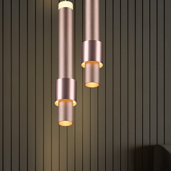 Pendente +Luz Safira Metal e Alumínio Marrom Fosco 6 watts 3000K Ø60x350mm PE-125/6.35MF