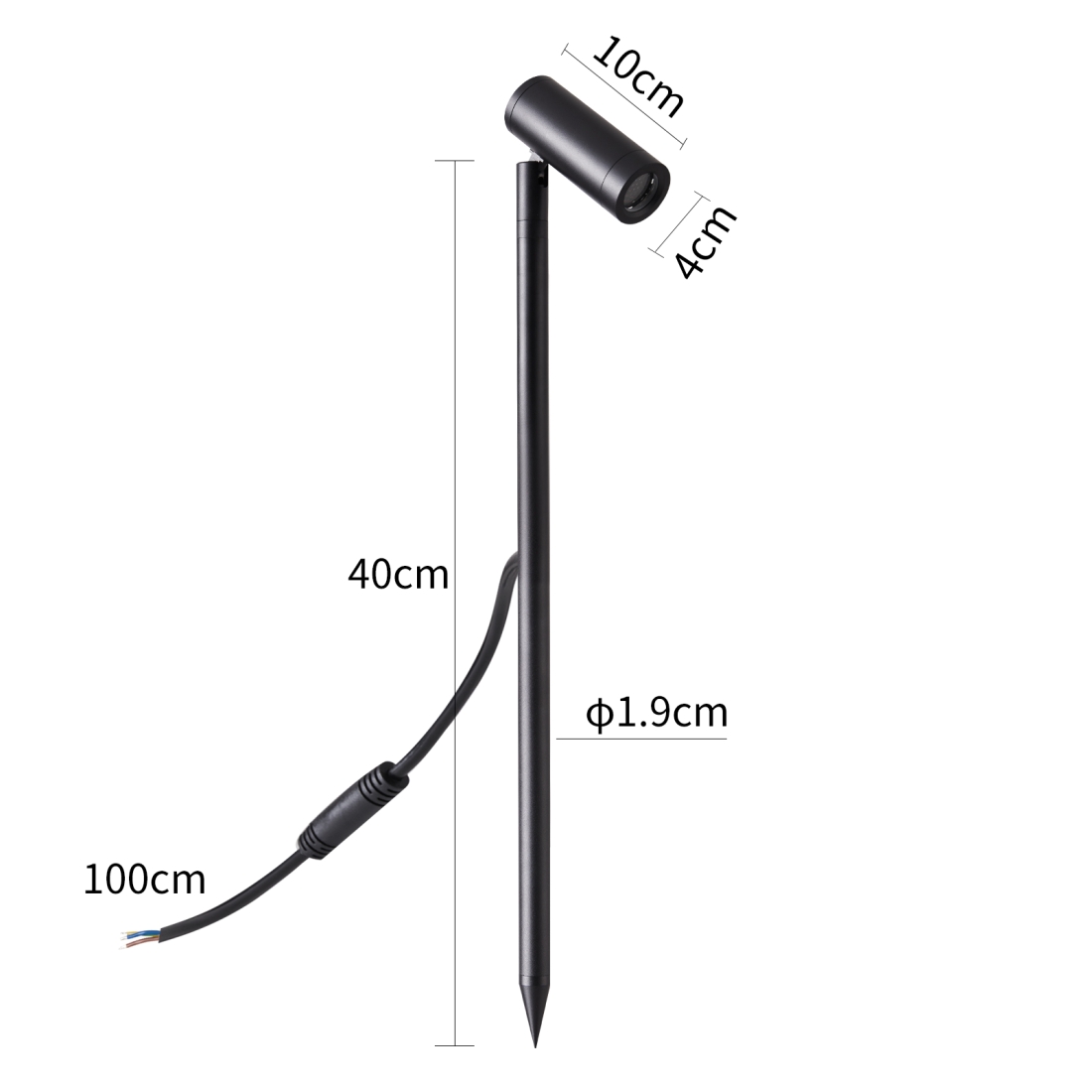 Espeto Nordecor Daya Preto 7 watts 2700K IP66 24° Antiofuscante  IRC97 Bivolt Ø40x400mm 6628
