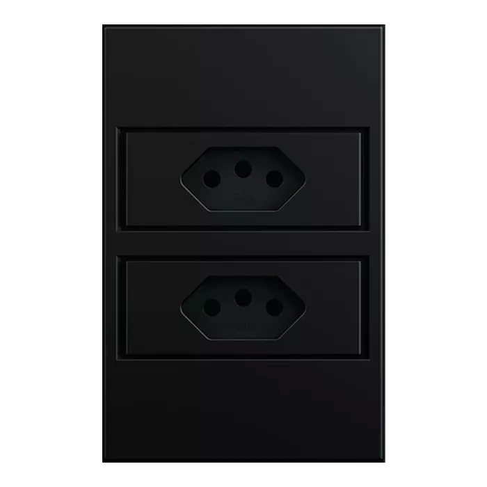 Tomada Stella Dupla 20A S. Touch Policarbonato Preto STO24420PTO