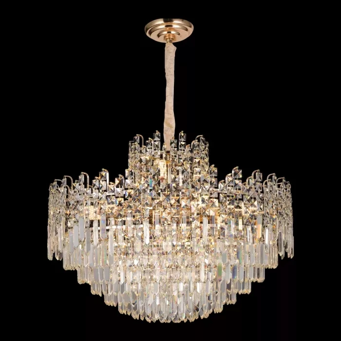 Pendente Sindora 21L E14 Metal Dourado Cristal Ø800x630mm DCD01023