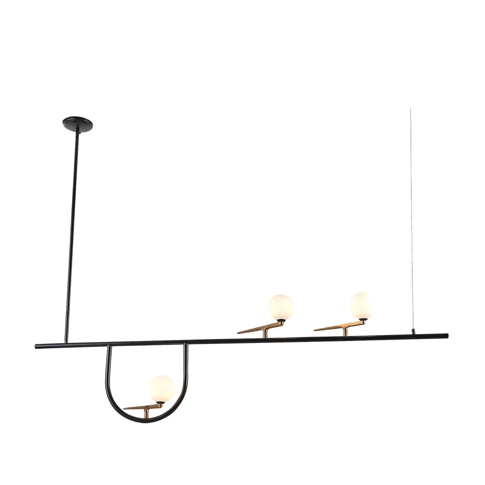 Pendente Bella Bem-te-vi Metal e Vidro Preto e Dourado 3L G9 460x1560x300mm TR007