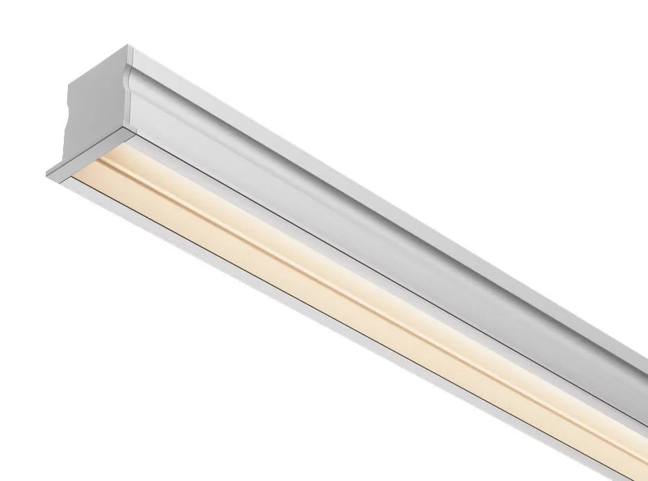 Perfil Powerlume Embutido Alumínio e ABS Difusor Recuado 23x22mm Barra de 2 metros EMB-R25