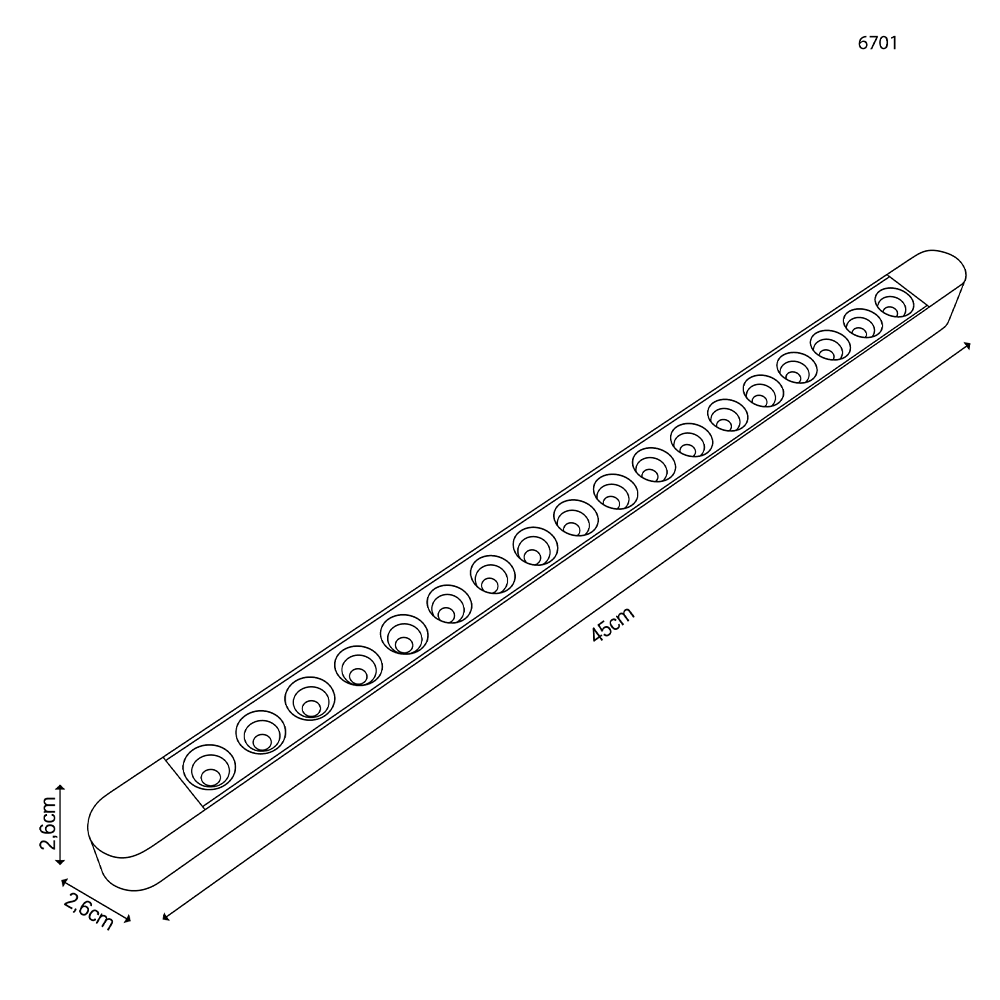 Módulo Magnético Nordecor Kay Pro 18 watts 3000K 24° 48V IRC90 Branco 450x26x26mm 6701
