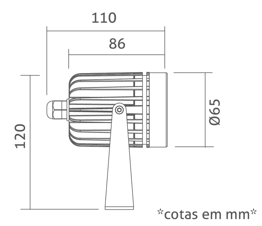 Projetor Powerlume 6 watts IP67 Alumínio e Difusor Acrílico Bivolt 110x120x65mm PJX6W 