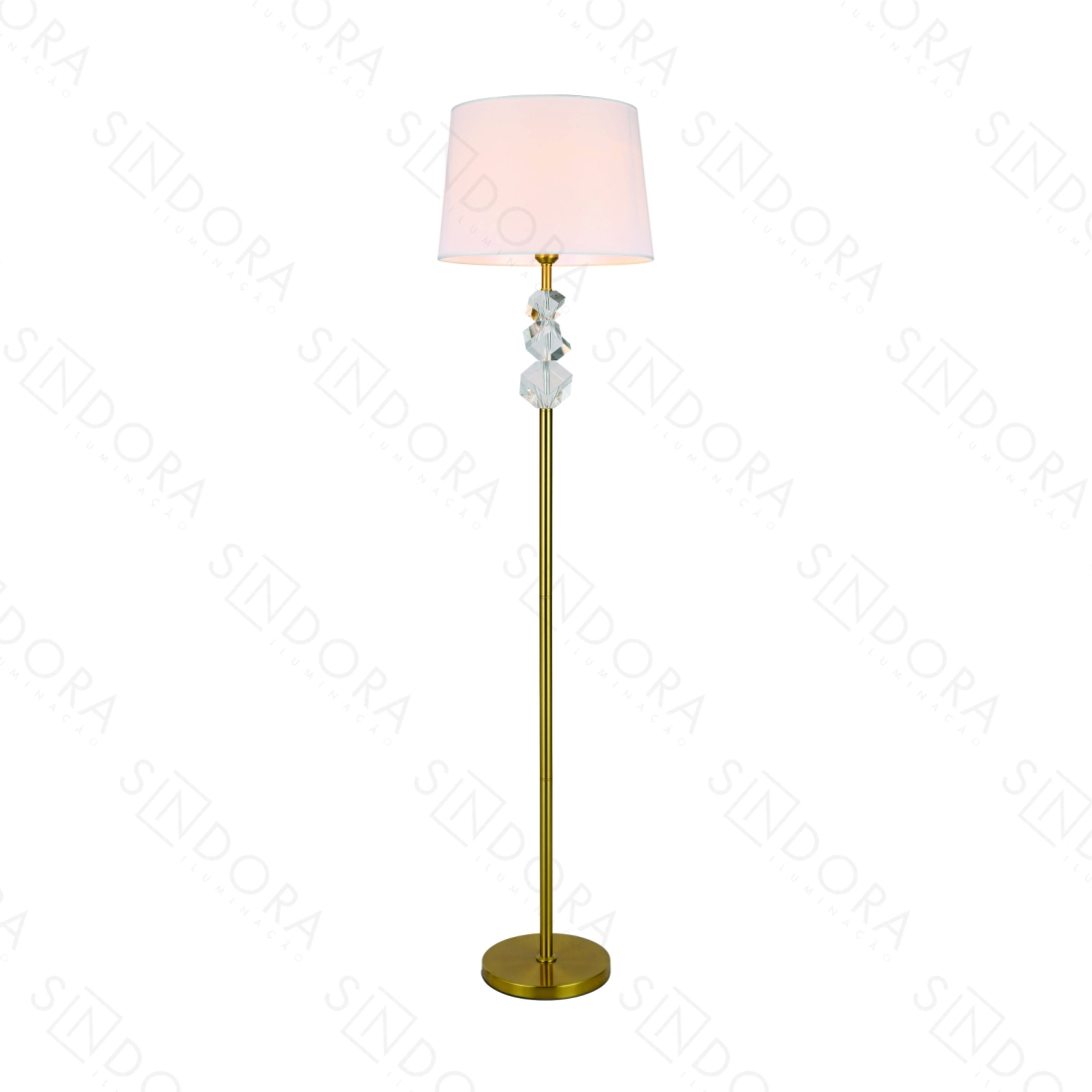 Coluna Sindora Metal Bronze Cristal e Cúpula Branco 1L E27 Ø400x1520mm DCD00557