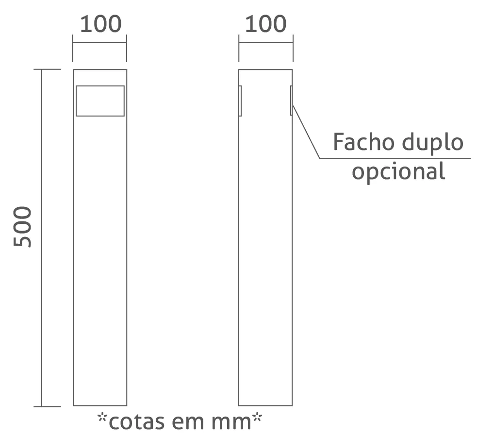 Poste Balizador Powerlume 3 watts IP65 Alumínio Bivolt 500mm PBL3W
