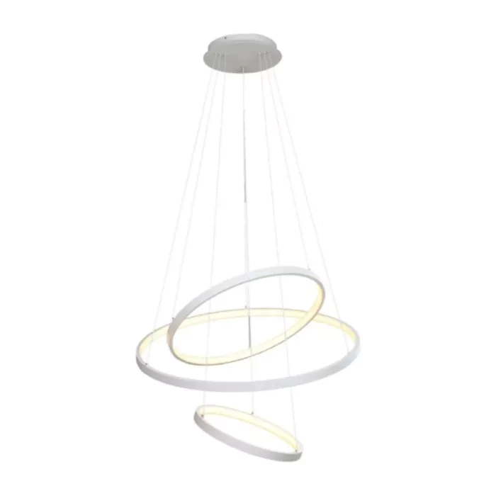 Pendente +Luz Rings Metal e Acrílico Branco 100 watts 2700K Ø400/600/800mm PE-103/100.27BF