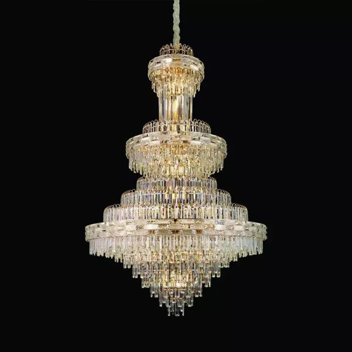 Pendente Sindora 66L E14 Metal Dourado Cristal Ø1200x1880mm DCD01050