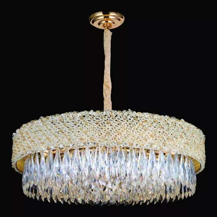 Pendente Sindora 17L E14 Metal Dourado Cristal Ø750x250mm DCD06602