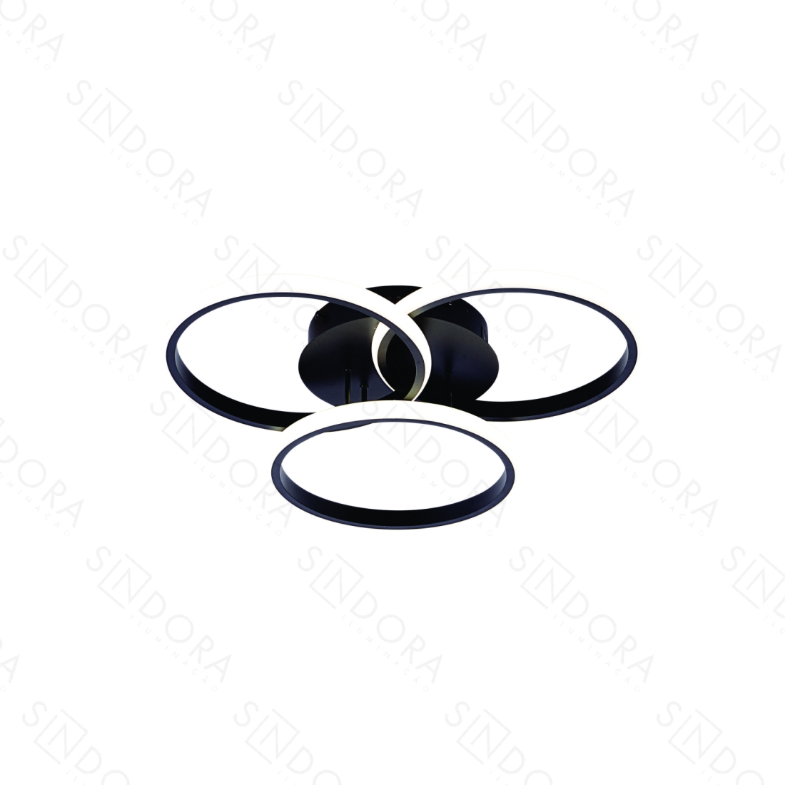 Plafon Sindora Metal e Silicone Preto 45 watts 3000K/4000K/6000K 460x100mm QX05332
