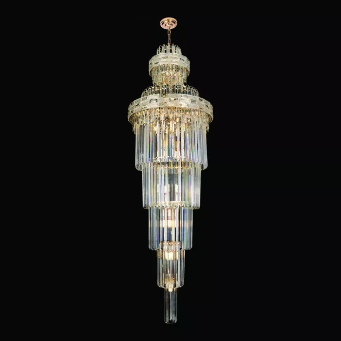 Pendente Sindora 29L E14 Metal Dourado Cristal Ø600x2000mm DCD01049