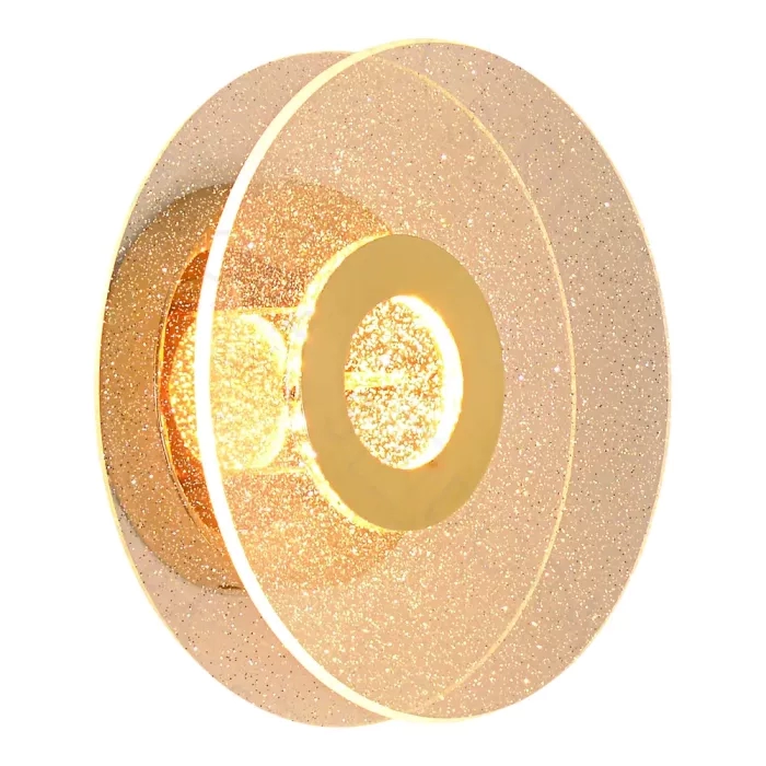 Arandela Sindora Metal e Acrílico Dourado 7 watts 3000K Ø195X65mm QB05147