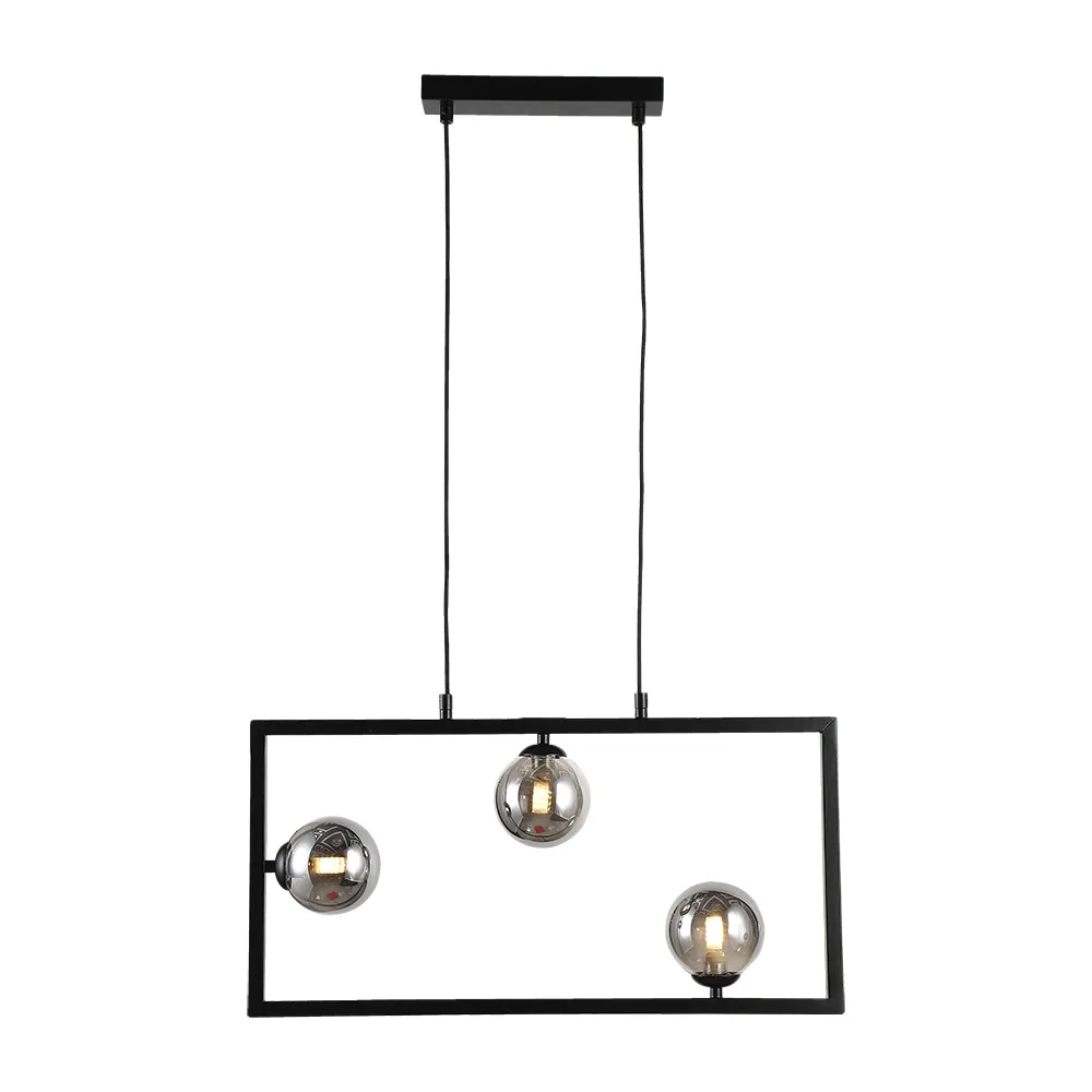 Pendente Bella Balanço Metal e Vidro Preto e Fumê 3L G9 600x300mm TR003B