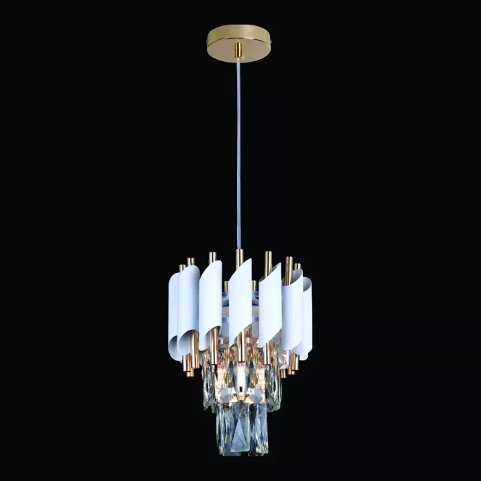 Pendente Sindora 1L E14 Metal Branco Cristal Transparente Φ200x260mm DCD06592