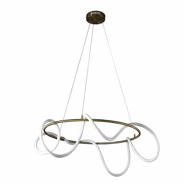 Pendente +Luz Kotel Metal e Silicone Bronze 45 watts 2700K Ø800x300mm PE-132/45.80BRO