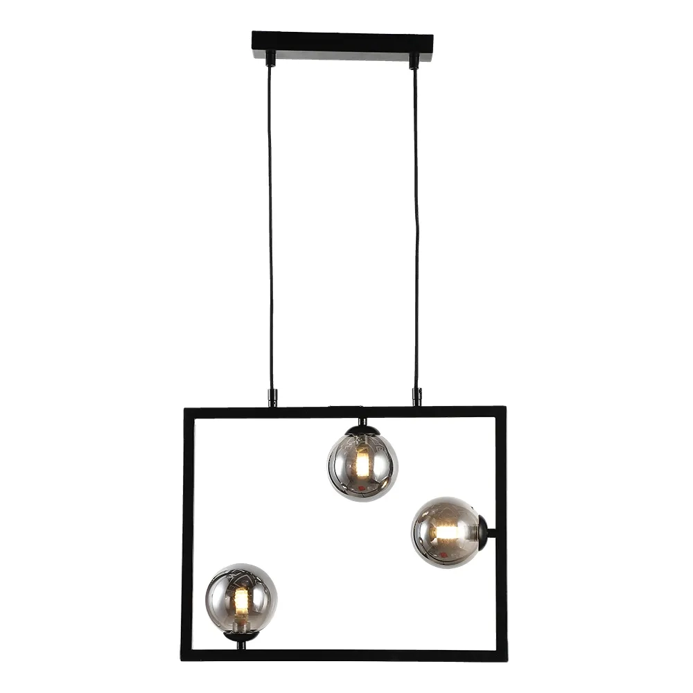 Pendente Bella Balanço Metal e Vidro Preto e Fumê 3L G9 450x350mm TR005B