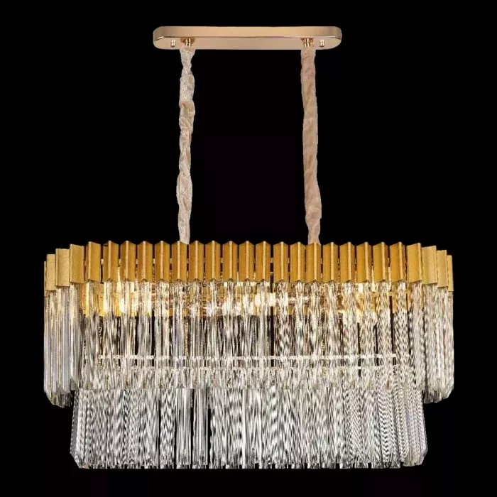 Pendente Sindora 11L E14 Metal Dourado Cristal 900x300x450mm DCD01020