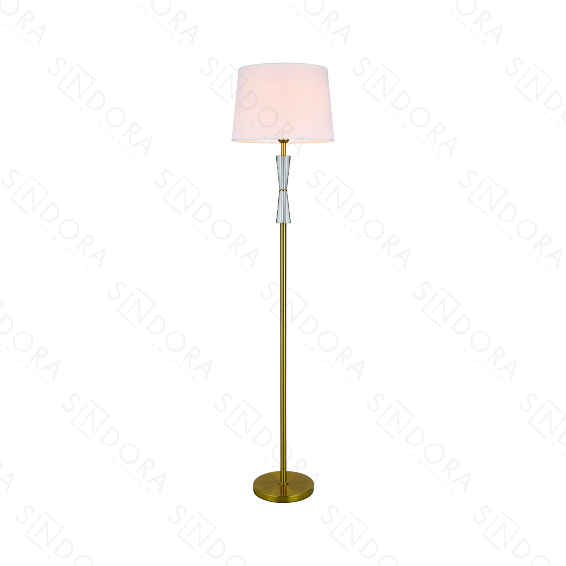 Coluna Sindora Metal Bronze Cristal e Cúpula Branco 1L E27 Ø400x1520mm DCD00555