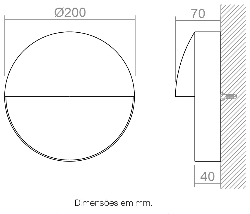 Arandela Powerlume Lune 6 watts IP65 Alumínio Bivolt Ø200x70mm﻿ ALU6W