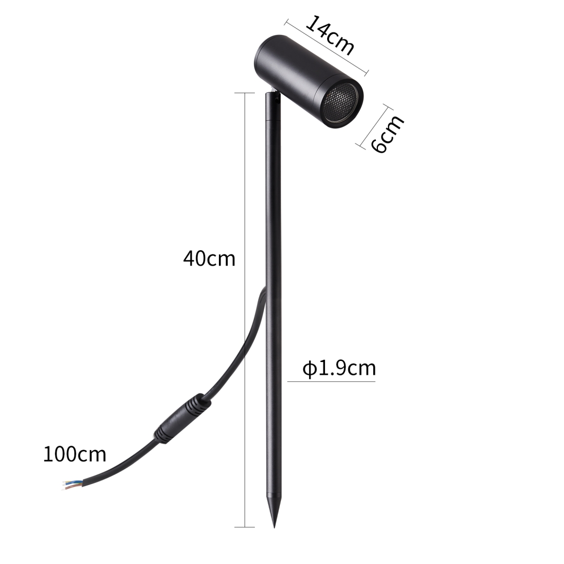 Espeto Nordecor Daya Preto 15 watts 2700K IP67 24° Antiofuscante IRC97 Bivolt Ø60x400mm 6630