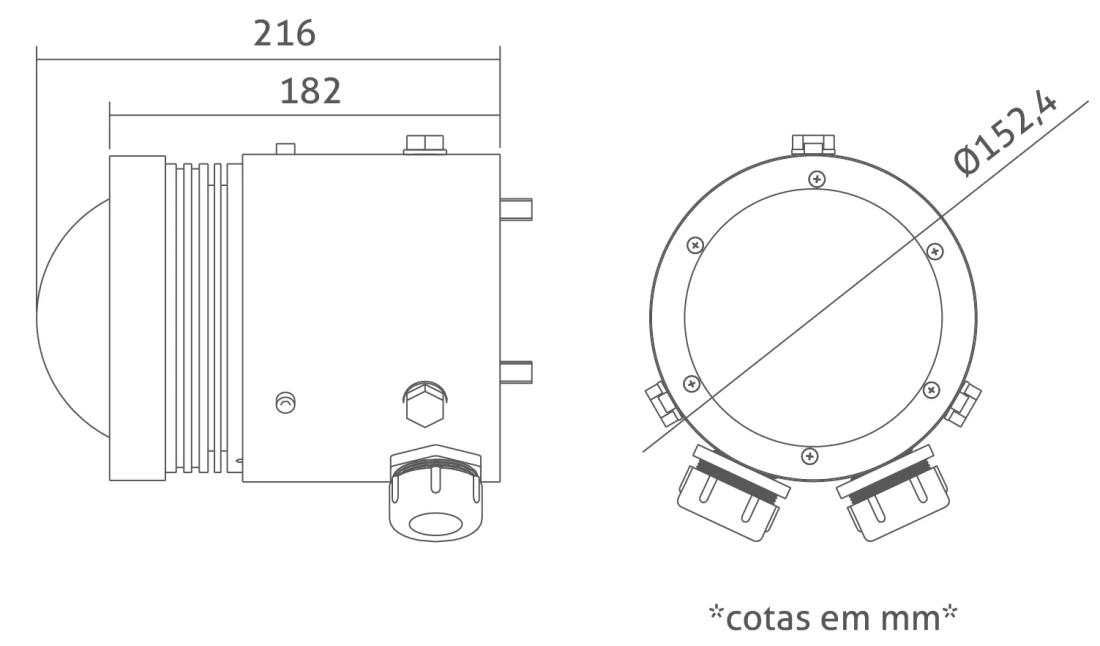 Projetor Powerlume Dome 25 watts 125° IP67 Alumínio e Difusor Acrílico Bivolt 216x182x152,4mm PJDOME25W