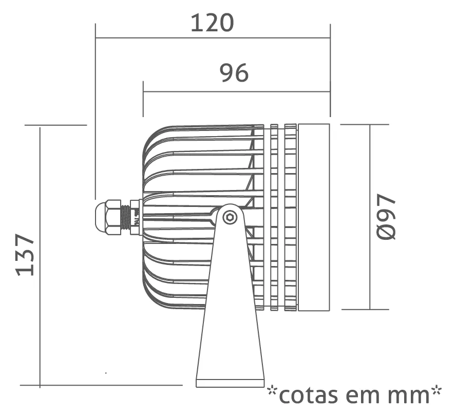 Projetor Powerlume 15 watts IP67 Alumínio e Difusor Acrílico Bivolt 137x120x97mm PJX15W