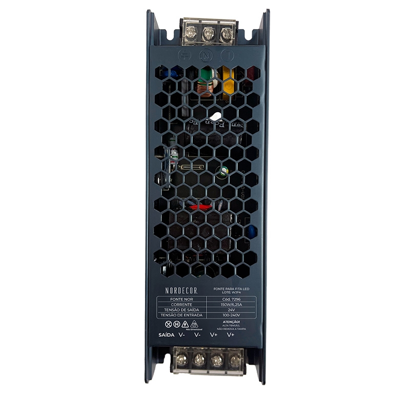 Fonte 24V Nordecor Nord 6,25A 150 watts Bivolt IP20 170x60x30mm 7296