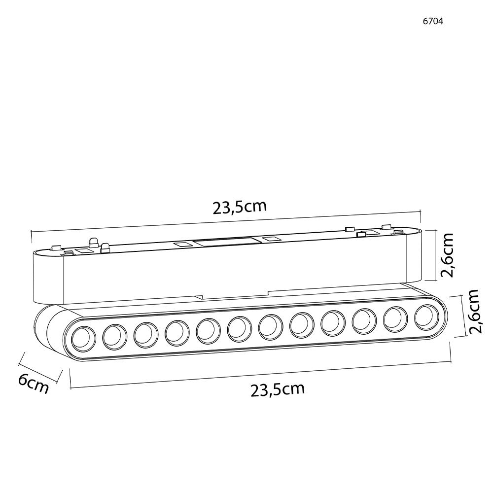 Módulo Magnético Nordecor Kay Projetor Pro 24° 12 watts  3000K 48V IRC90 Branco 235x60x26mm 6704