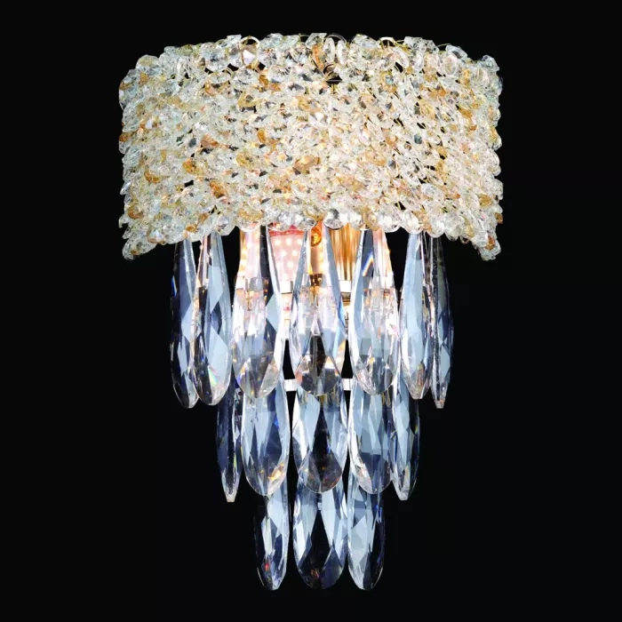 Arandela Sindora 2L E14 Metal Dourado e Cristal 320x250mm DCB06604