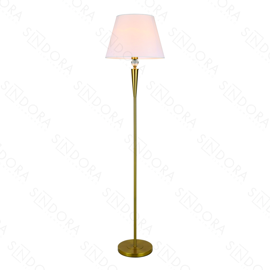 Coluna Sindora Metal Bronze Cristal e Cúpula Branco 1L E27 Ø430x1520mm DCD00556