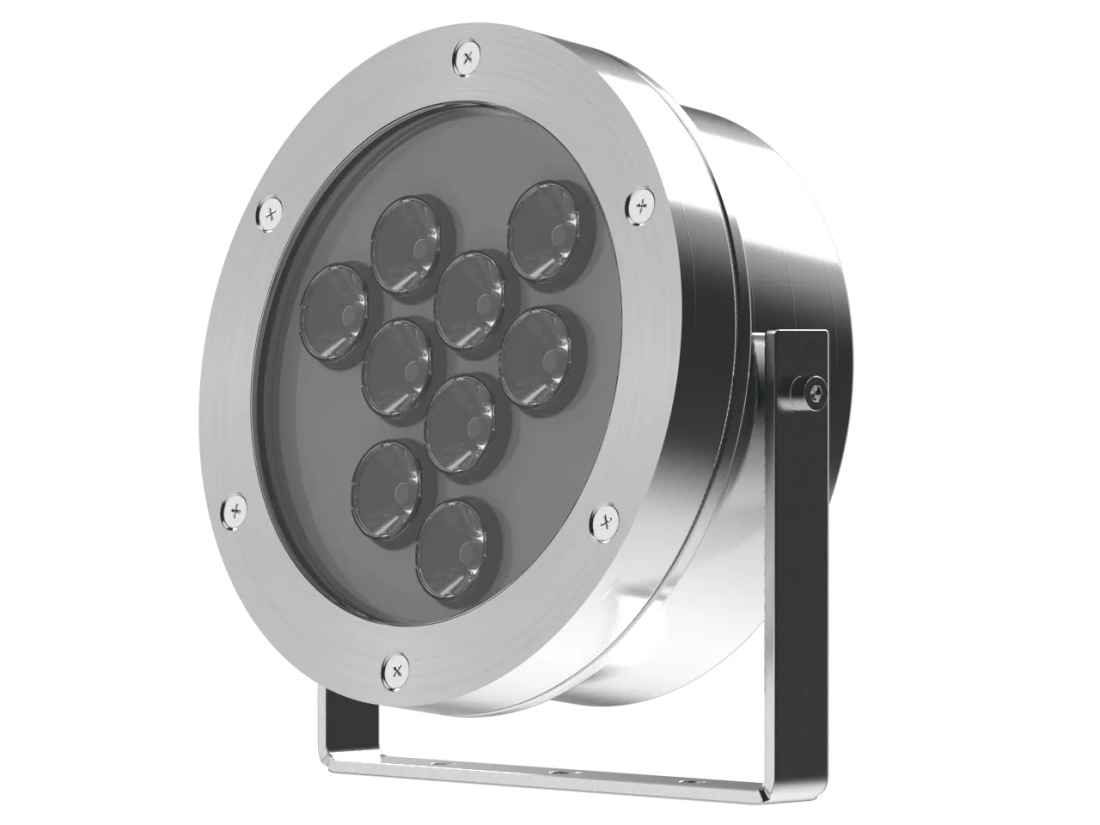 Projetor Powerlume Subaquático 20 watts IP68 12V Inox e Acrílico Bivolt Ø143x84mm PSA20W
