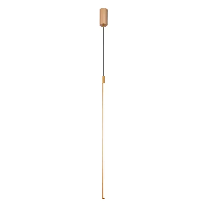 Pendente +Luz Tenues Alumínio Dourado Fosco 8 watts 2700K Ø16x800mm PE-133/8.80DF