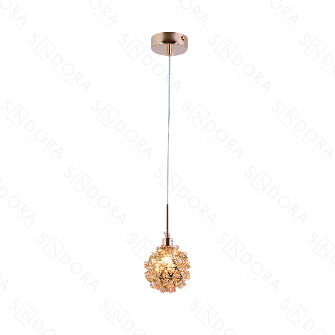 Pendente Sindora Metal Dourado e Cristal 1L G9 100mm QD05162