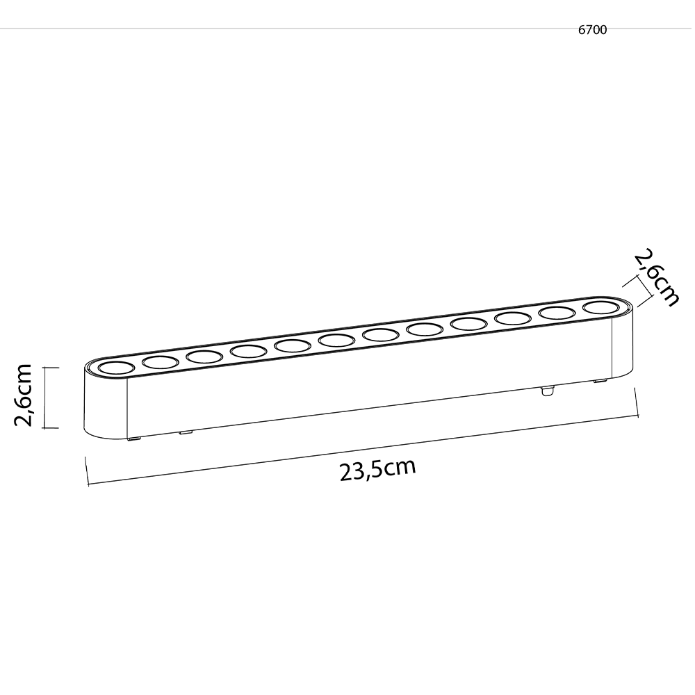 Módulo Magnético Nordecor Kay Pro 12 watts 3000K 24° 48V IRC90 Branco 235x26x26mm 6700