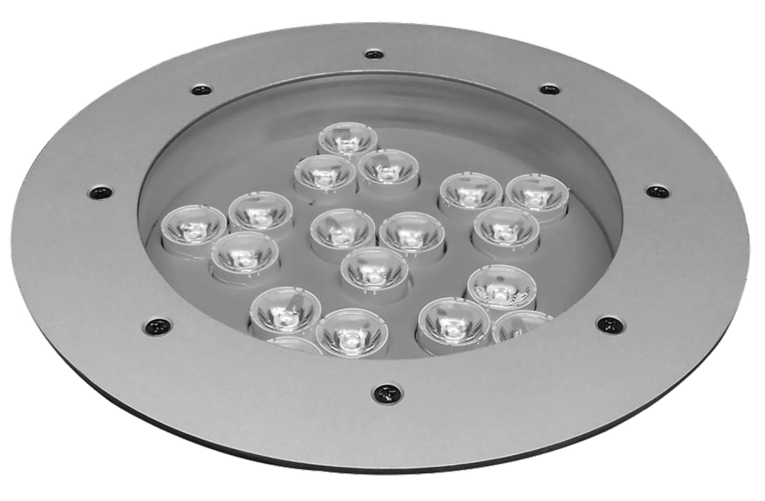Embutido de Solo Powerlume 50 watts IP67 Alumínio e Difusor Acrílico Bivolt Ø230x200mm ES50W