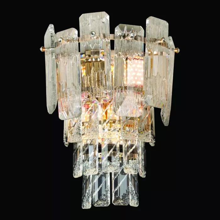 Arandela Sindora 2L E14 Metal Dourado Cristal Ø250x310mm DCB06555